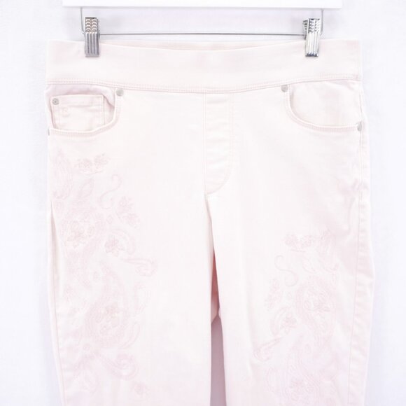 Gloria‎ Vanderbilt Avery Pink Floral Embroidered Capri Denim Jeans -6- 31 / 17.5 - Picture 2 of 8